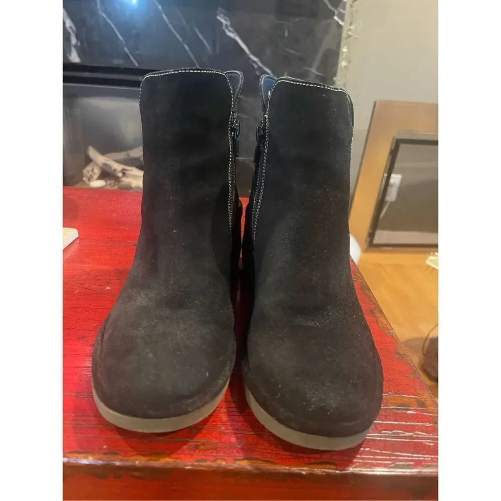 FLY London - Suede Ankle Boots Wedge Heel Bootie with Zipper - Nilo - Black. SIZ - Picture 6 of 10